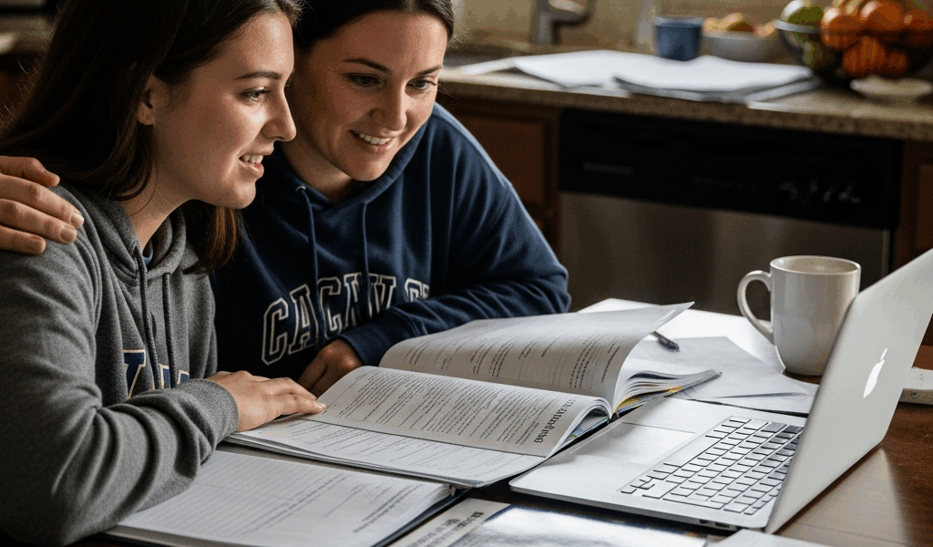 Military family reviewing Virginia VMSDEP college application documents