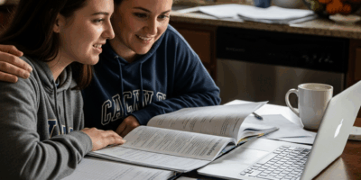 Military family reviewing Virginia VMSDEP college application documents